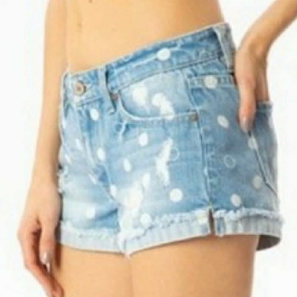 KANCAN Polka Dot Denim Shorts - Picture 4 of 6